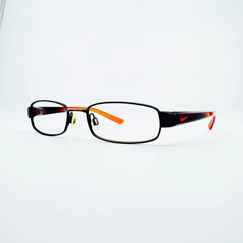 Nike Eyeglasses Mens Black Orange Rectangular NIKE 4166 008 48-18-140